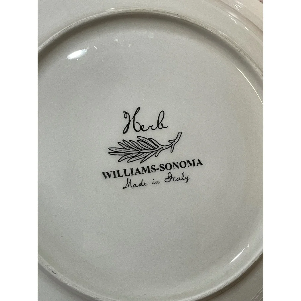 Williams Sonoma Herb Pasta bowl Set of 4 Embossed Botanical Cream Italy